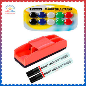 Eduway-Magnetic-Kit-for-Magnetic-White-Board-(2-Black-Marker,-1-Magnetic-Duster,-10-Magnets)