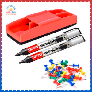 Eduway-Regular-Combination-Board-Kit-(50-Push-Pins,-1-Non--Magnetic-Duster,-2-Markers)-Dusters--(Multicolor)