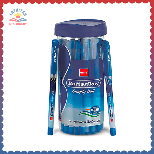 Cello Butterflow Simply Ball Pen Set – Pack Of 25 (20 Blue, Black)