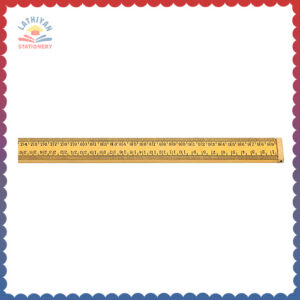 eisco-premium-one-meter-100cm-wooden-scale-ruler-with-brass-ends-for-strong-protected-edges-horizontal-reading-in-reverse-on-each-end-pack-of-2