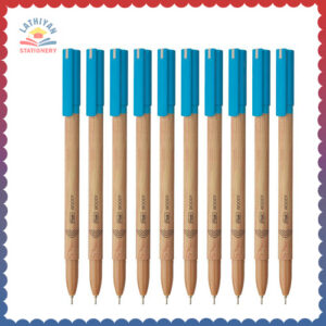flair-woody-0-7mm-ball-pen-box-pack-attractive-woody-design-smooth-ink-flow-system-with-low-viscosity-ink-smudge-free-writing-blue-ink-pack-of-10-pens