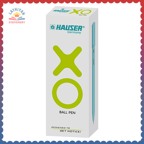 hauser-xo-0-7mm-ball-pen-box-pack-sleek-body-minimalistic-design-matt-finish-solid-body-type-low-viscosity-ink-with-ultra-durable-tip-blue-ink-pack-of-10-pens